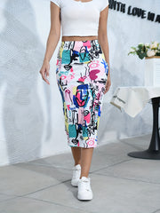 Abstract Print Bodycon Skirt for Spring & Summer