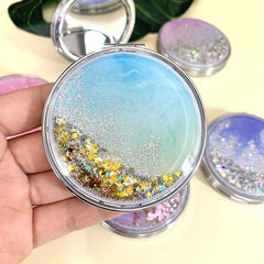 Quicksand Small Mirror Cartoon Double sided Portable Carry on Makeup Mirror