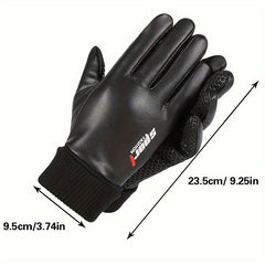 Non slip Winter Cycling Gloves Waterproof Touch Screen PU Leather