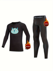Kids Monster Pattern Compression Fleece Set