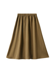 Solid Elastic Waist Swing Skirt For Women