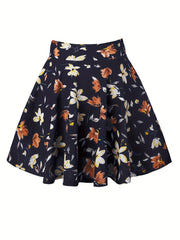 Floral Print Pleated Mini Skirt for Women