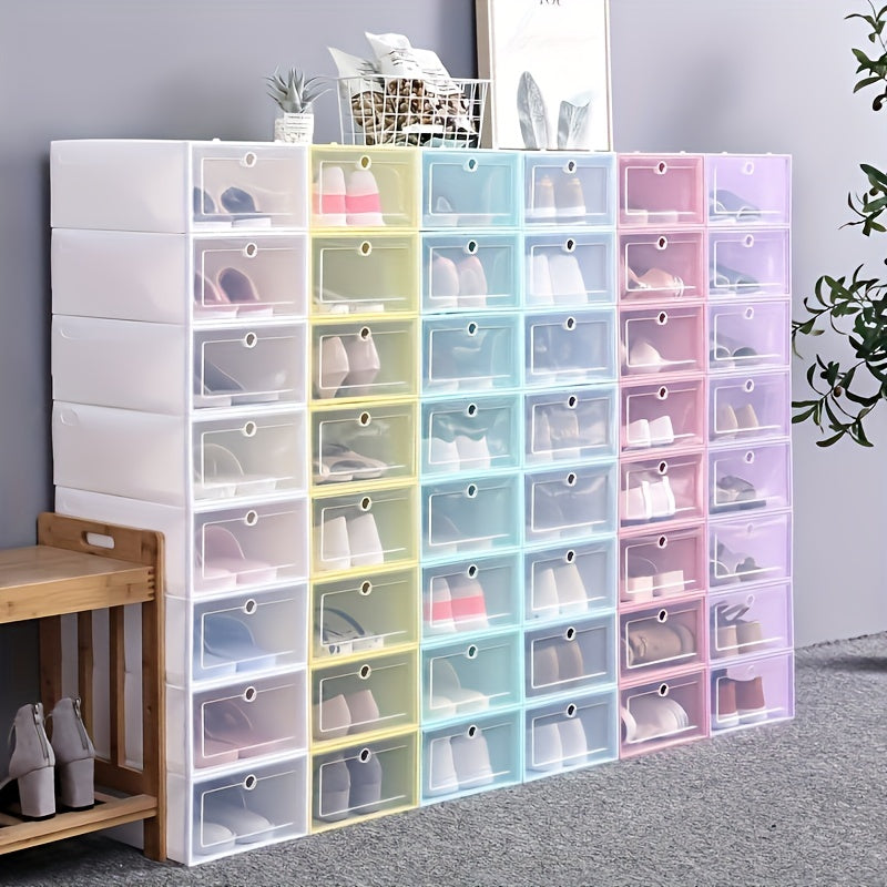 Plastic Flip Shoe Box With Dustproof Advantage & Drawer Stackable Storage