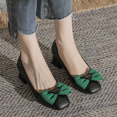 Women's Comfortable Slip On Chunky Heel Closed Toe Shoes