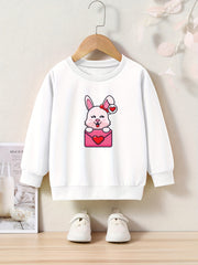 Lovely Heart Bunny Graphic Crew Neck Sweatshirt