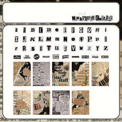 English Characters Burned DIY Material Package Stickers and Papers