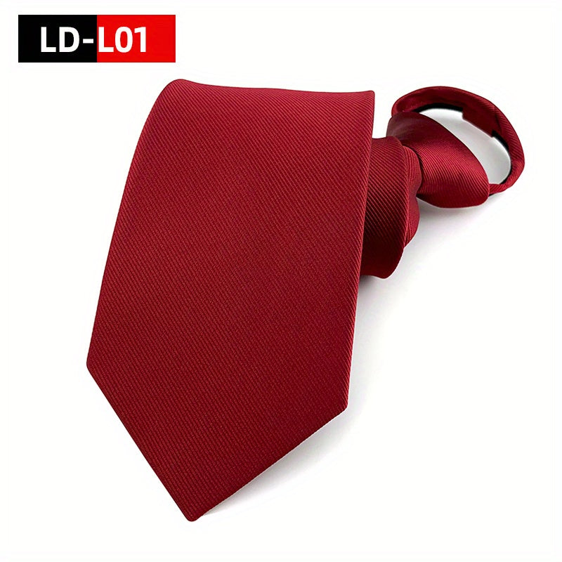 Solid Polyester Men's Zipper Necktie