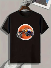 Biker Pattern Men's Print Sports T-shirt for Fitness Activities