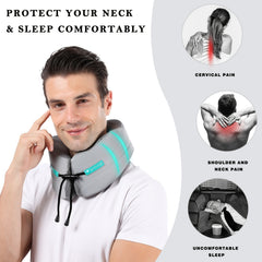 Adjustable Memory Foam Neck Pillow for Travel with Washable Cover