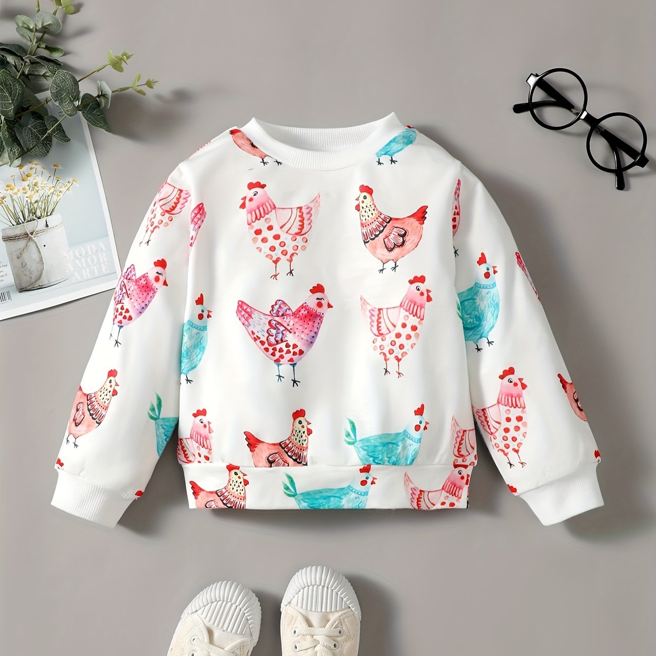Cartoon Animal Print Kids Sweatshirt Baby Boys Pullover Top