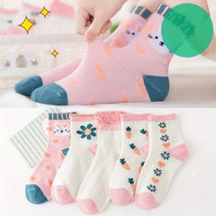5 Pairs Kids Breathable Short Socks for Summer