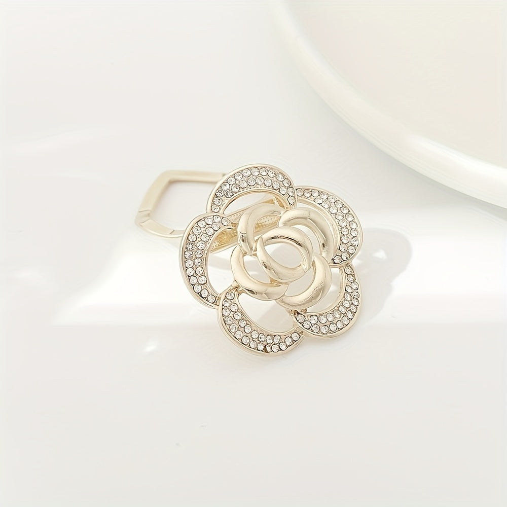 Rhinestone Buckle Silk Scarf Shawl Dress Decorated Pin Brooch