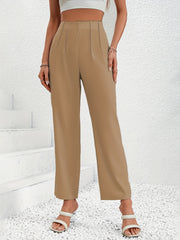 Ruched Wide Leg Pants High Waist Solid Work Office Pants