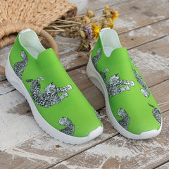 Leopard Print Sock Shoes Low Top Sneakers Casual Running Shoes
