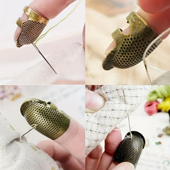 2pcs Adjustable Retro Finger Thimble, Ancient Copper Thimble