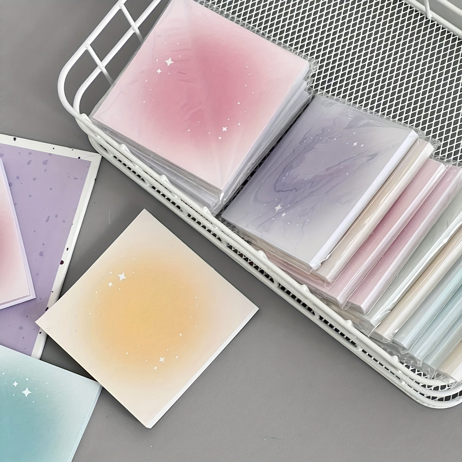 100pcs Gradient Sticky Note Book Colorful Square Sticky Note Material Paper