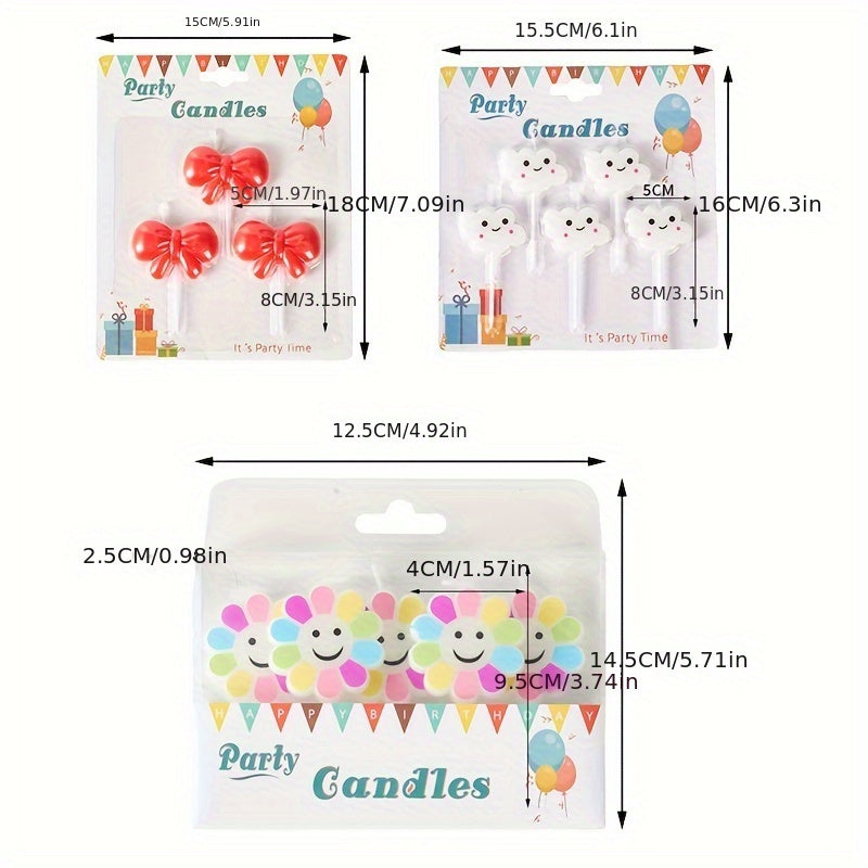 Birthday Candles Wrapped Decoration Bowknot Cloud Rainbow Flower Theme