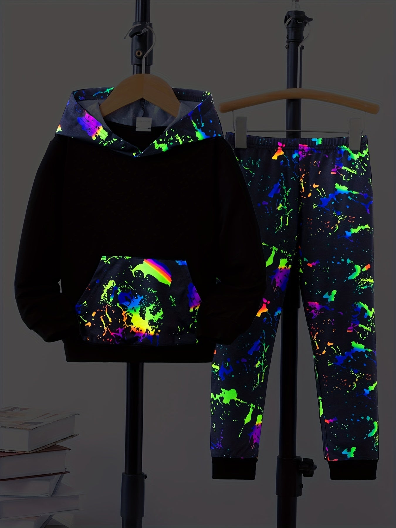 Boy's Paint Splash Pattern 2pcs Outfit Set