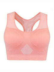 3 Pack Plus Size Sports Bras Set Women's Plus Checkerboard Print