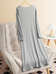 Christmas Lounge Tee Sleep Dress Women's Slogan Print Long Sleeve