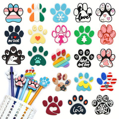 8Pcs Dog Paw Print Pencil Clips PVC Fun Holiday Party Decorations