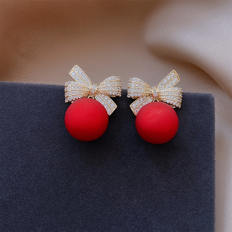 Bow Faux Pearl Earrings Party Jewelry Holiday Birthday Gift