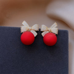 Bow Faux Pearl Earrings Party Jewelry Holiday Birthday Gift