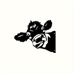 Peeking Cow Outdoor Metal Iron Art Yard Decoration