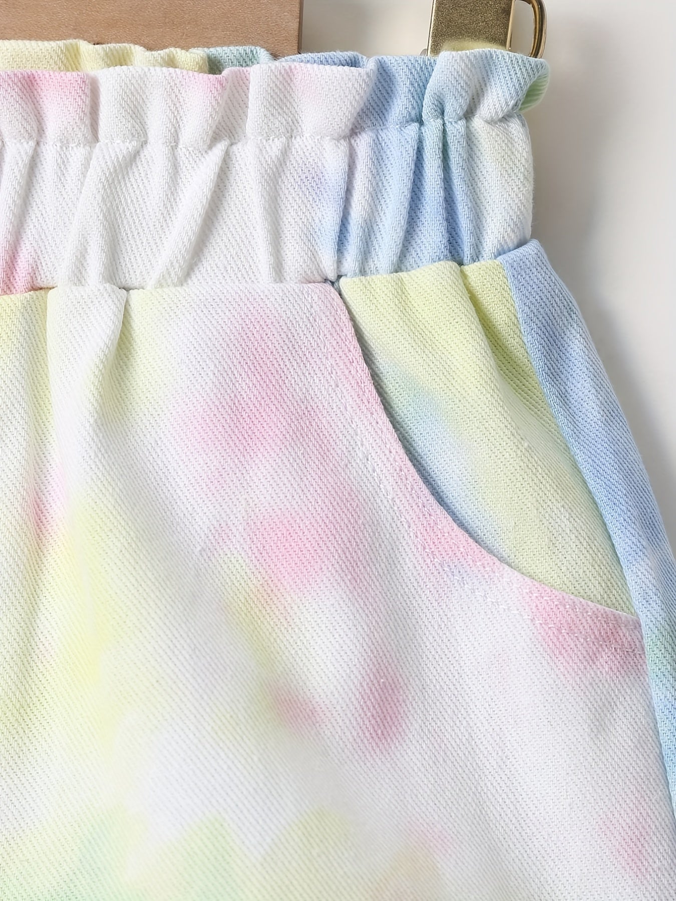 Girls' High Waist Tie Dye Denim Shorts