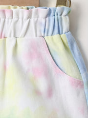 Girls' High Waist Tie Dye Denim Shorts