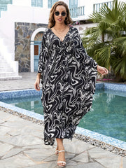 Boho Abaya Dress Women's Plus Allover Print Maxi Kaftan Dress
