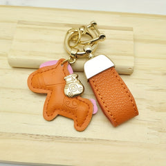 Pony Decorative Keychain Faux Leather Keyring Gift Men Women