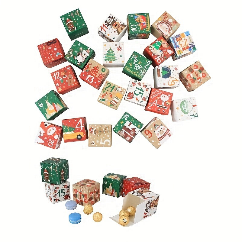 24pcs Christmas Advent Calendar Candy Box 24 Days Countdown