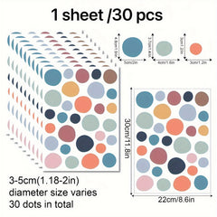 30pcs Boho Colorful Dots Wall Stickers Self-adhesive Home Decor
