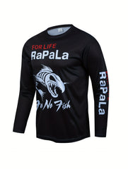 Men's Fish Bone Pattern Shirt Casual Crew Neck Long Sleeve Tee Top