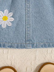 Girls Daisy Pattern Elastic Waist Denim Skirt
