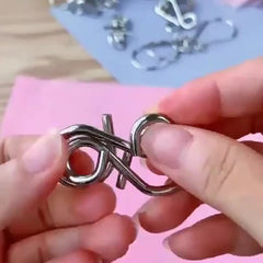 Metal Wire Puzzle Set 16-Piece Brain Test Interlocking Game Chinese Magic Toys