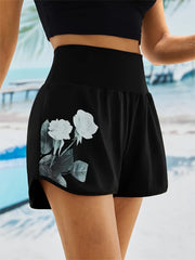 Gothic Floral Print High Waist Shorts