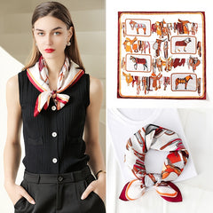 Sweet Printed Silk Square Scarf Bandana for Girls