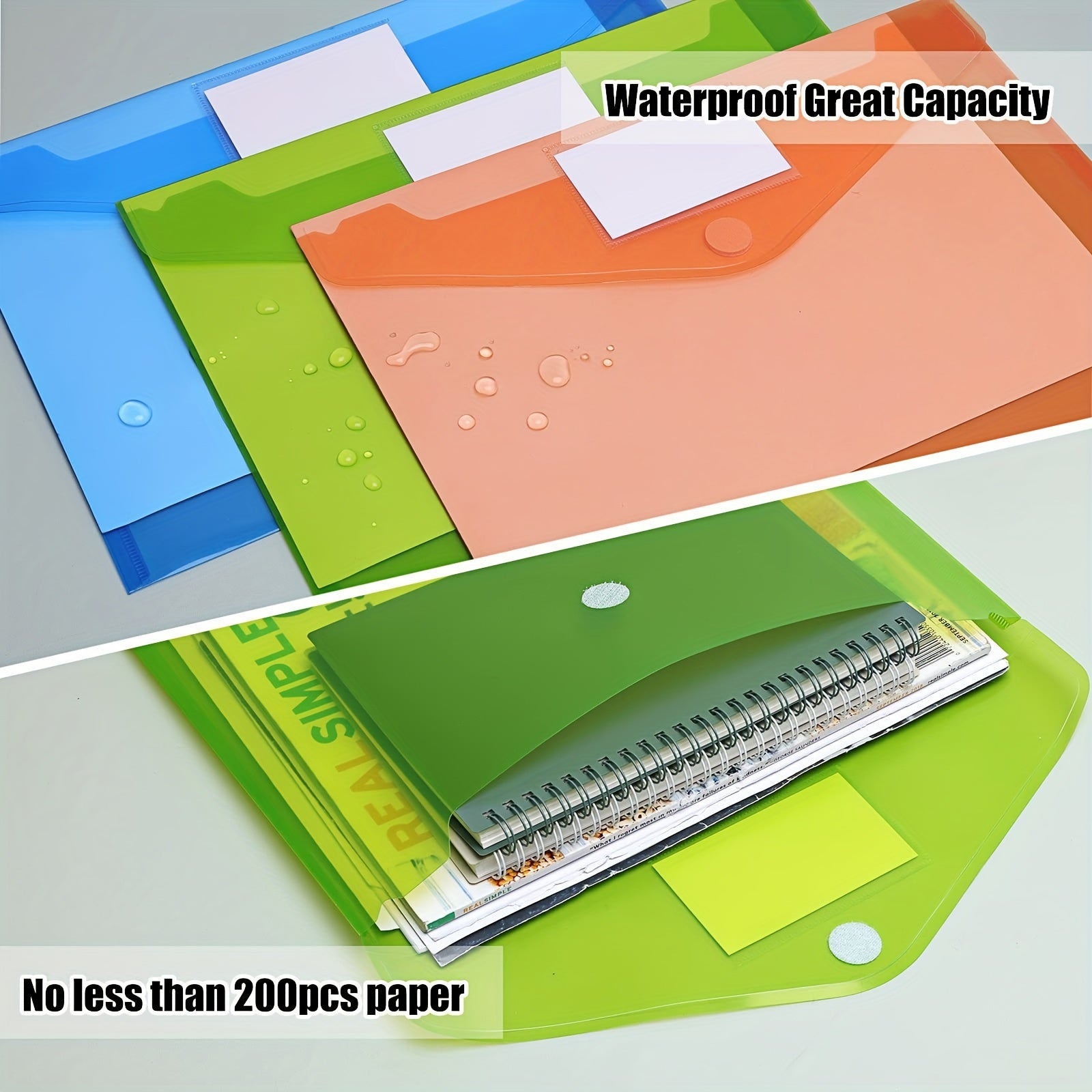 48pcs 10 Colors Plastic Envelopes Poly Envelopes File Folders