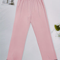 Colorblock Trim Sleep Bottoms Casual & Cozy Home Sleep Pants
