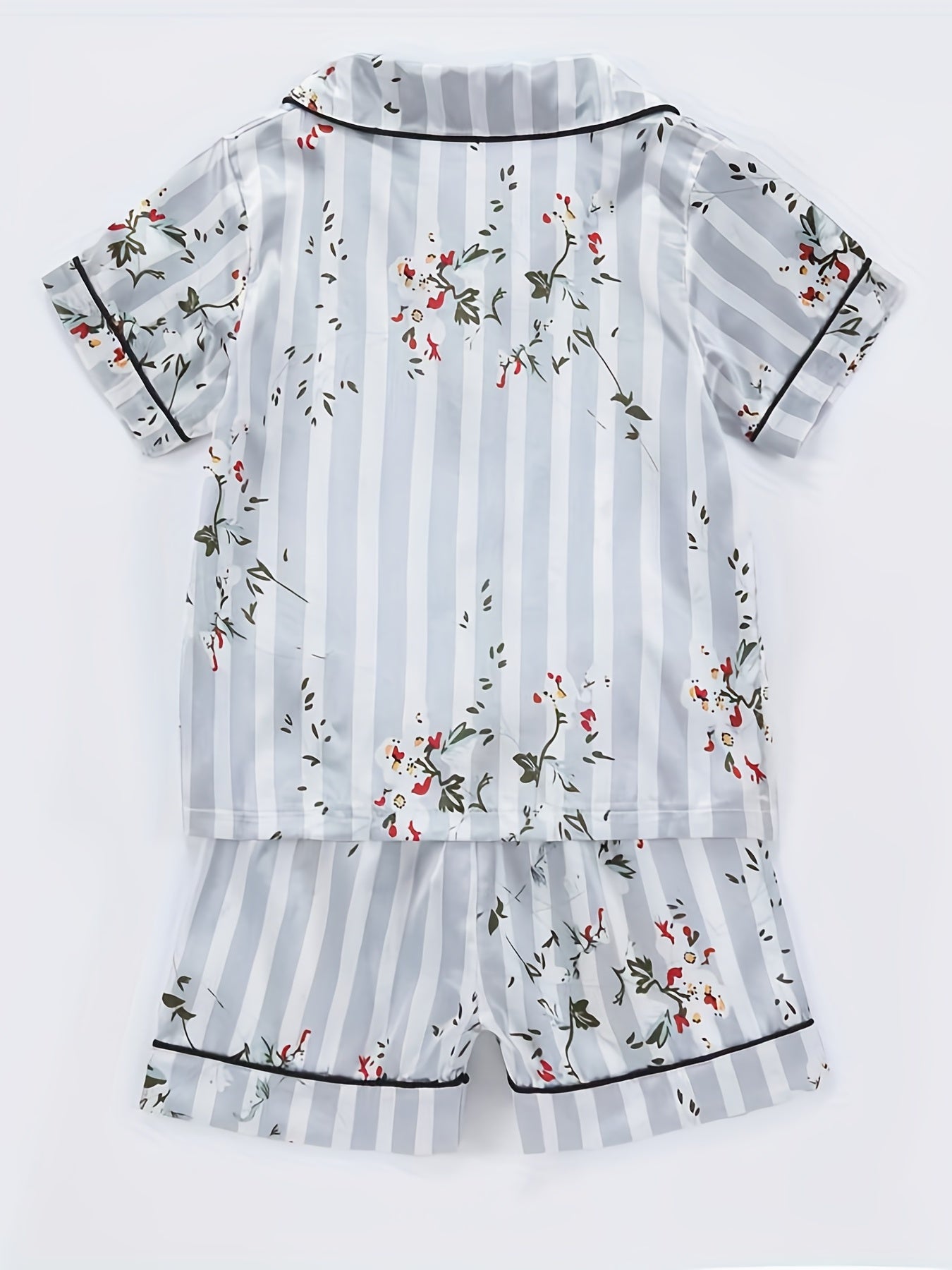 Kids Satin Pajamas Sets Girls Boys Button Down Pjs Short Sleeve Nightwear