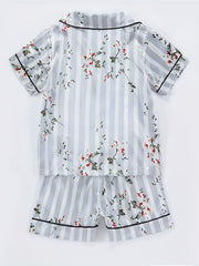 Kids Satin Pajamas Sets Girls Boys Button Down Pjs Short Sleeve Nightwear