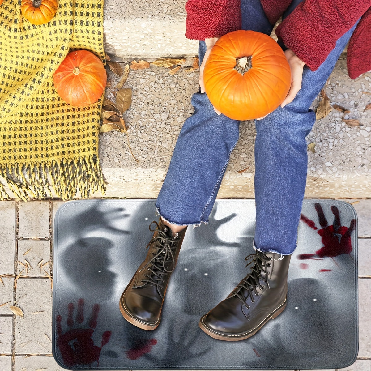 Horror Man Shadow Runner Rug Non-slip Halloween Decoration Mat