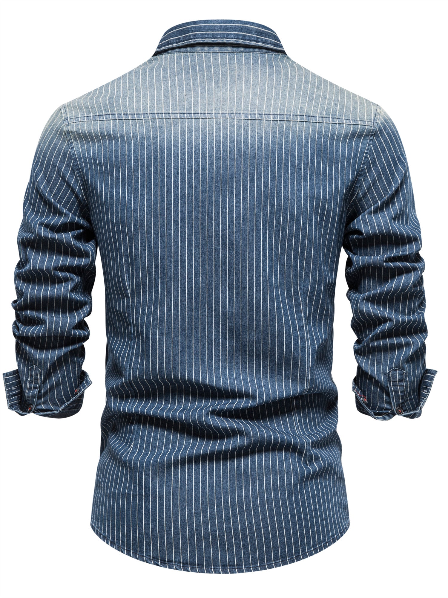 Men's Striped Stretch Denim Shirt Casual Slim Fit Jeans