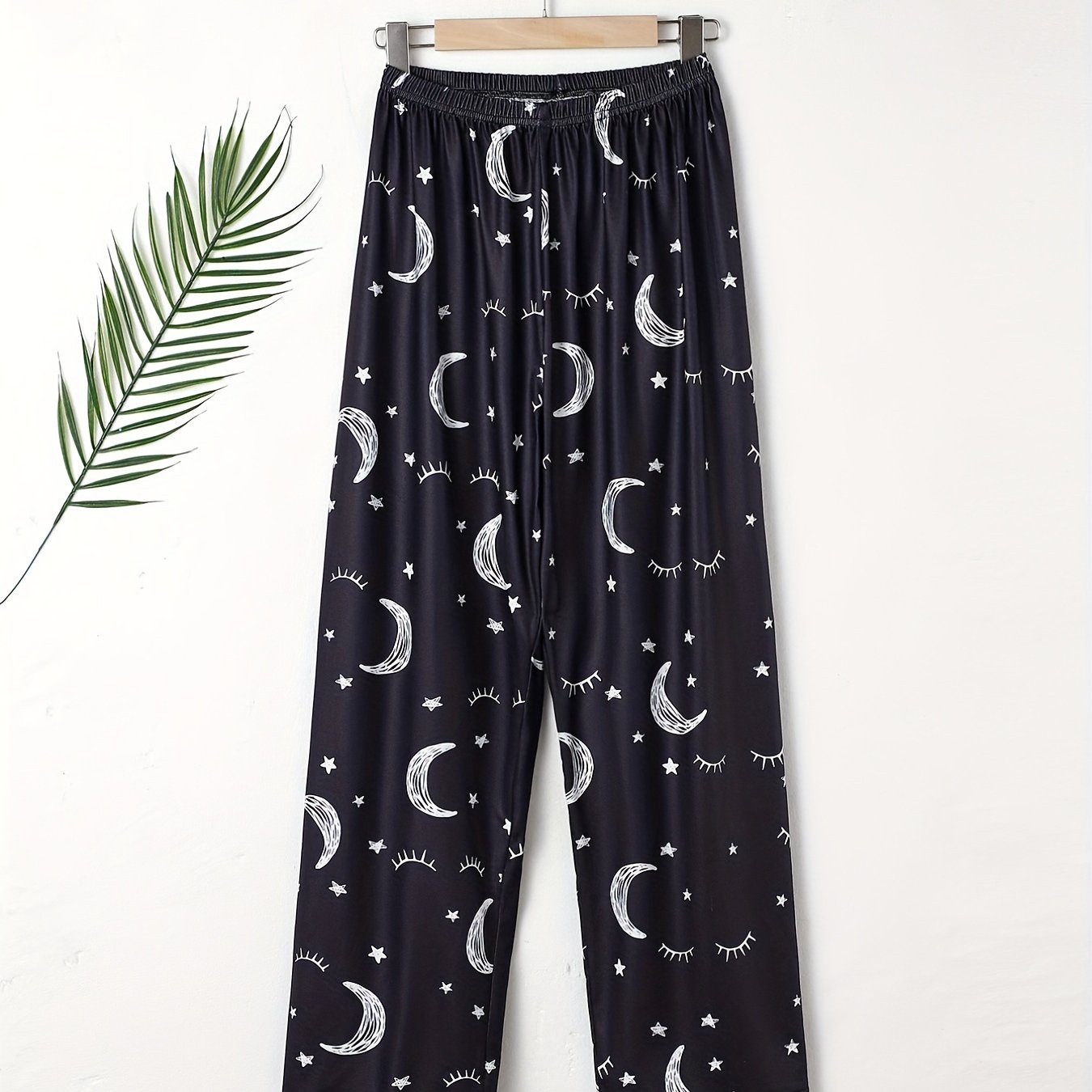 Moon & Star Print Sleep Bottom Cozy Long Pants Women's Loungewear