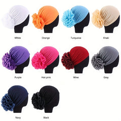 Big Flower Turban Cap Elastic Hijab Bonnet Head Wraps