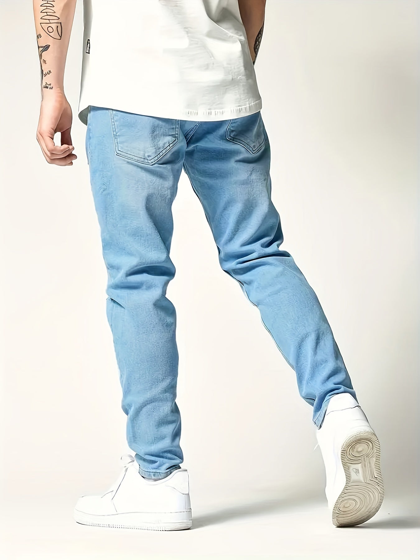 Men's Slim Fit Ripped Jeans - Distressed Denim Pants for Spring