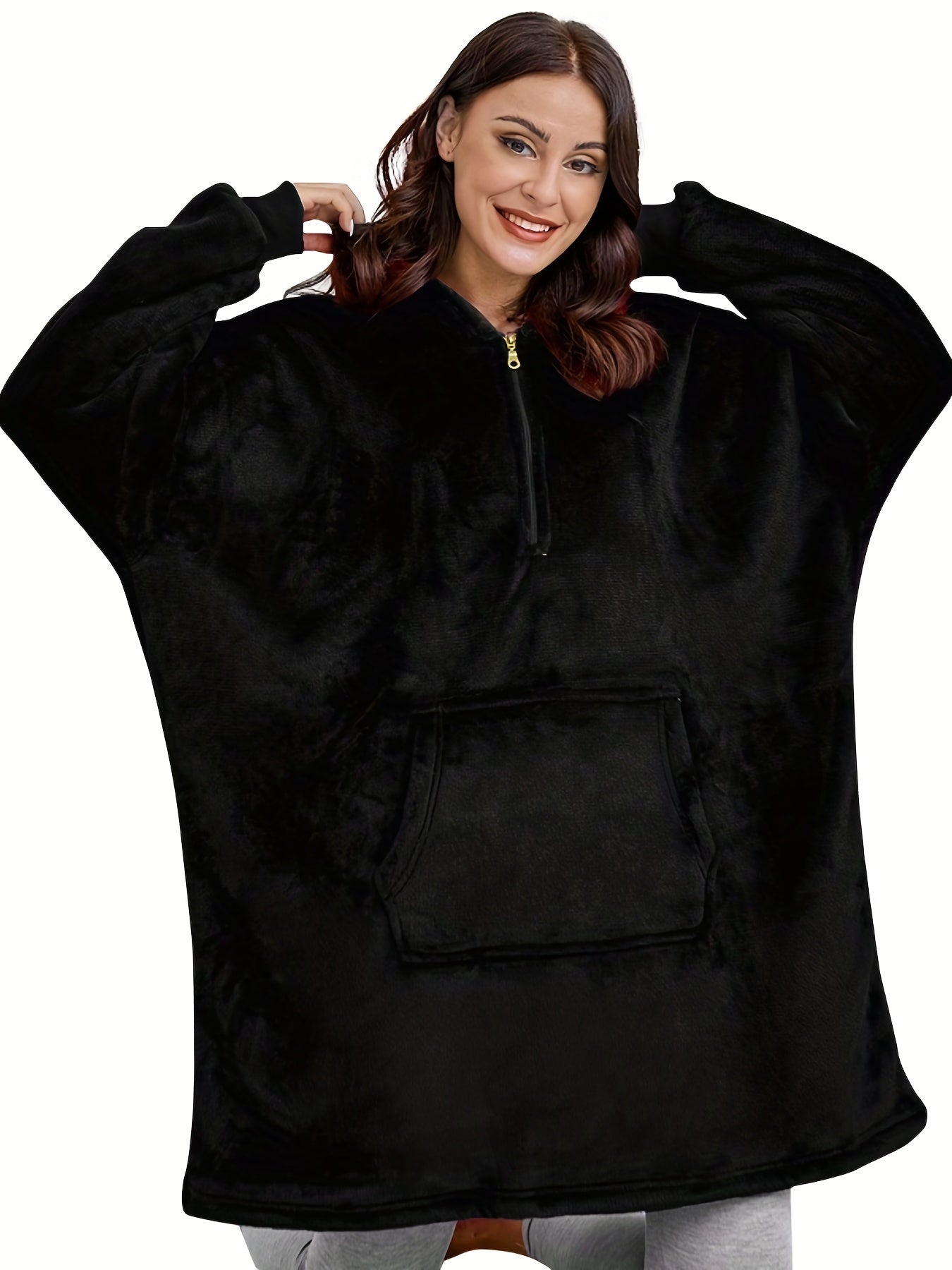 Casual Lounge Robe Women's Plus Soft Sherpa Wearable Blanket