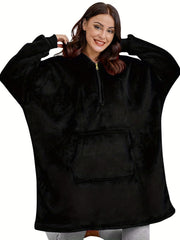 Casual Lounge Robe Women's Plus Soft Sherpa Wearable Blanket
